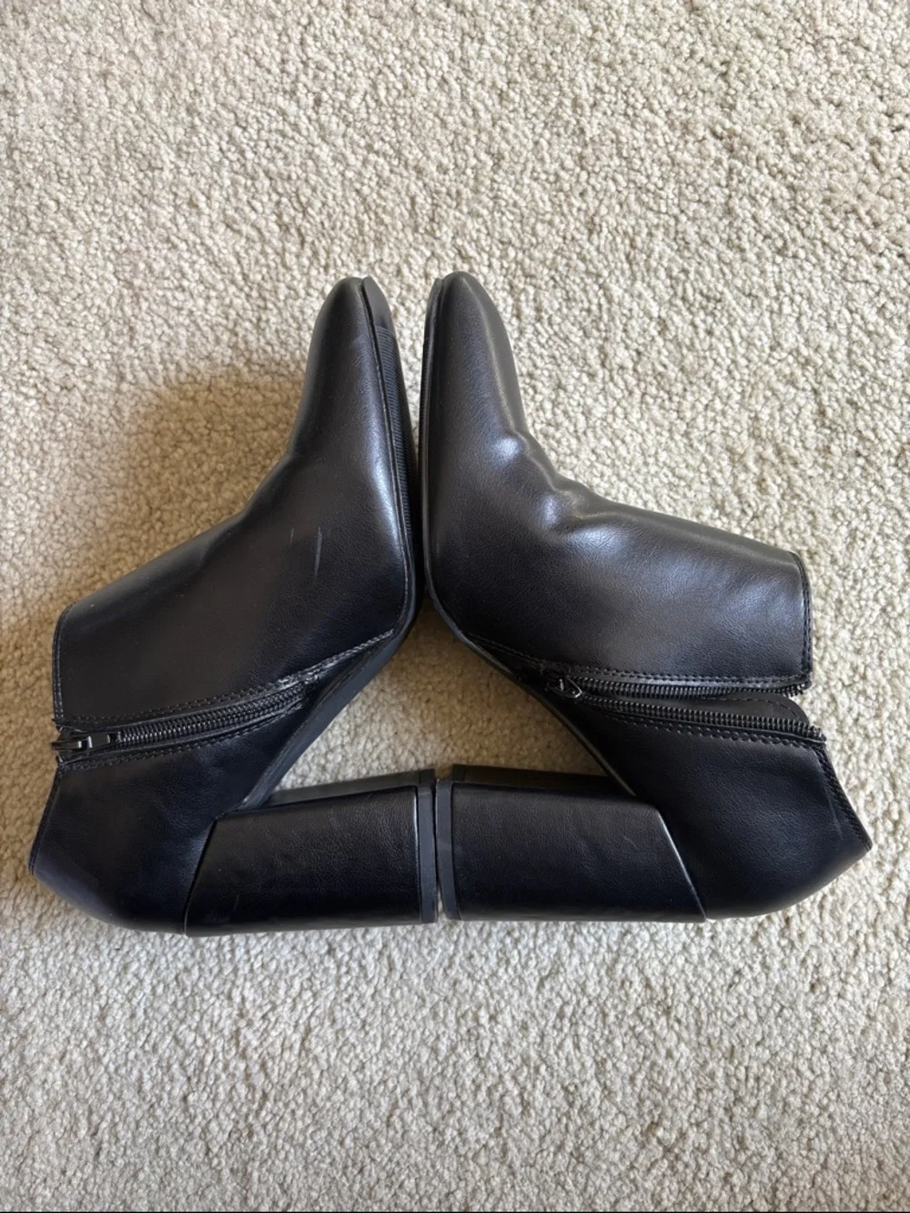 Madden Girl “Whittley” Black Faux Leather  Side Zip Ankle Booties-Size 8